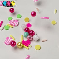 Pink Candy Cane Sugar Land Beads Christmas Holiday  Fake Clay Sprinkles Decoden Fimo Jimmies