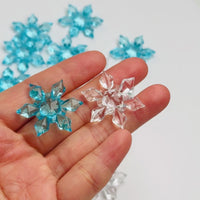 Snow Flake Blue and Clear Transparent Winter Christmas Holiday Cabochons Decoden Charm 10 pcs