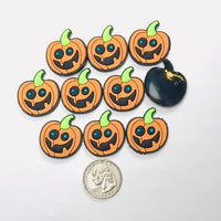 Jack-o'-lantern Pumpkin with Stem Holiday Halloween Shoe Charms WITHOUT Buckle Botton Bendable Flatback Cabochons Slime Supply Fake Bake Decoden 10 pcs