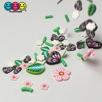 Spring Flower Leaves Butterfly Blossom Easter Fake Clay Sprinkles Decoden Fimo Jimmies