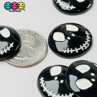 Skull Face Black Stitched Mouth Charm Skeleton Halloween Cabochons 10 pcs