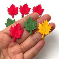 Autumn Fall Red Green Yellow Leaves Flatback Cabochons Decoden Charm 9 pcs