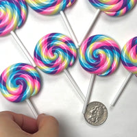 Lollipop Pink Yellow Blue Purple Fake Food Charm Rainbow Lollipops Resin Fake Bake Cabochons 3 pcs