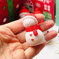 Snowman Christmas Holiday Red Heart 3D Figure Figurine Cabochons Decoden Charm 5 pcs