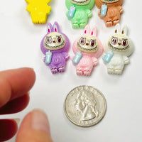 Cute Bunny Monster 6 colors Costume Character Flat-Back Charms 6 pcs