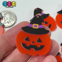 Halloween Holiday Pumpkin Witch Hat Jack O lantern Charm with Hole Flat back Cabochons Decoden 10 pcs