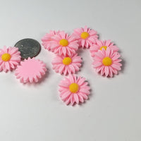 Daisy Delight Pink Fake Floral Flower Spring Summer Floral Flatback Cabochons Decoden Charm 10 pcs