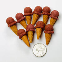 Mini 3D Chocolate Ice Cream Cone Cabochons Fake Food Decoden Charm 10 pcs