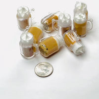 Boba Tea Mug Charm with Whipped Cream Topping Hole for Keychain Jewelry Cabochons 5 pcs