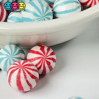 Peppermint Mini Balls Mint Fake Hard Candy Red Blue 4th of July Cabochons 24 pcs