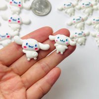 Japanese Anime White Dog Long Ears Kawaii Cartoon TV Character Flatback Cabochons Decoden Charm 10 pcs