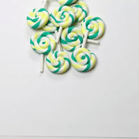 Lollipop St. Partick Green Yellow White Fake Food Cabochons Decoden Charm 10 pcs