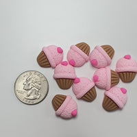 Strawberry Cupcake Pink Heart Valentine's Day Holiday Flatback Cabochons Decoden Charm 10 pcs