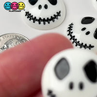 Halloween Holiday Jack Skull Face Black Stitched Mouth Charm Flat back Cabochons Decoden Charm 10 pcs