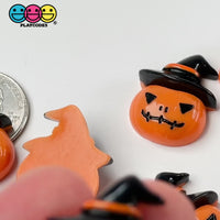 Halloween Jack-o'-lantern Hat Pumpkin Orange Black Charm Flat back Cabochons Decoden 10 pcs