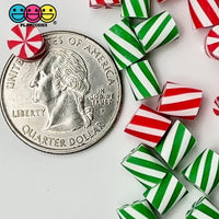 Tiny Christmas Fake Candy Cane Peppermint Swirl Mix Mini Polymer Clay Cabochons Decoden Charm 20 pcs