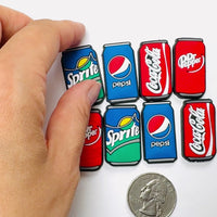 Soda Cans Fake Food Shoe Charms WITHOUT Buckle Botton Bendable Flatback Cabochons Slime Supply Fake Decoden 8pcs