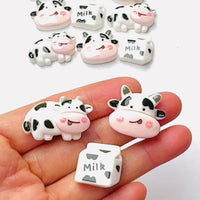 Cow Milk Carton Animal Flatback Cabochons Decoden Charm 9/10 pcs