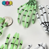 Skeleton Hands White & Glow-in-the-Dark Boney Plastic Party Favors With Holes Charm Halloween Cabochons 10 pcs