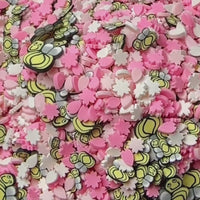 Pink Hot Pink White Flower Spring Yellow Bee Fake Clay Sprinkles Decoden Fimo Jimmies