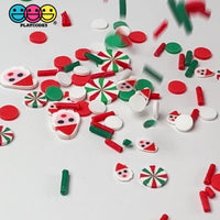Christmas Holiday Santa Clause Peppermint Red Green Confetti Fake Clay Sprinkles Decoden Fimo Jimmies