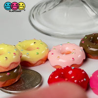 Doughnut Mini with Icing and Sprinkles Flat back Charm 5 Colors Option Fake Food Cabochons 10 pcs