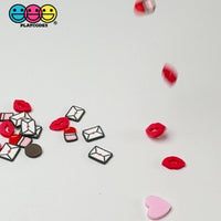 Valentine's Day Love Hearts  Lipsticks Chocolate Makeup Fake Clay Sprinkles Decoden Fimo Jimmies