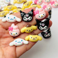 Japanese TV Cartoon Anime Kawaii White Yellow Dog Pink Rabbit Black Cat Flatback Cabochons Decoden Charm 8/10 pcs