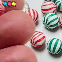 Mini Peppermint Mini Balls Mint Fake Hard Candy Green Red Christmas Cabochons 24 pcs