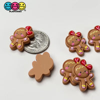 Gingerbread Girl Red Hairbow Fake Christmas Holiday Charm 10pcs Flatback Cabochons Decoden Charm 10 pcs