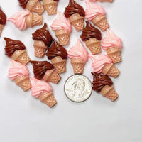Mini Ice Cream Strawberry Chocolate Flatback Cabochons Decoden Charm 10 pcs