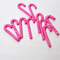 Hot Pink Peppermint Candy Cane Christmas Holiday Cabochons Decoden Charm 10 pcs