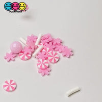 Pink Winter Dream Snowflake Holiday Christmas Peppermint Fake Clay Sprinkles Decoden Fimo Jimmies