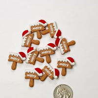 Christmas “Merry” Sign with Santa Hat Flat-Back Charms Holiday Cabochons Decoden 10 pcs