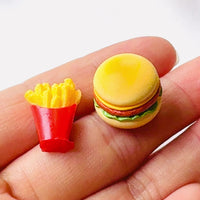 Mini Hamburger French Fries 3D Cabochons Decoden Charm 4 pcs