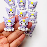 Japanese TV Cartoon Anime Character Purple Cat Kawaii Flatback Cabochons Decoden Charm 10 pcs