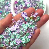 Aqua Mermaid Sea Ocean Beach Summer Beads Fishbow  5mm Fake Clay Sprinkles Decoden Fimo Jimmies