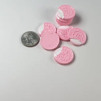 Pink Cookie Fake Food Mini Cookie and Cream Flatback Cabochons Decoden Charm 10 pcs