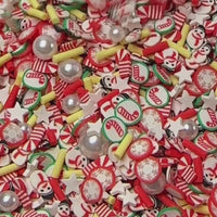 Christmas Pearl Snowman Yellow Stars Candy Cane Green Fake Clay Sprinkles Decoden Fimo Jimmies