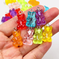 Fake Clear Gummy Bear with Hooks Flatback Cabochons Jewelry Decoden Charm 14 pcs