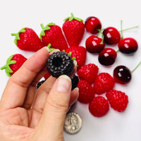 Berries Strawberry FAKE NOT EDIBLE Strawberries Raspberry Blackberry Cherry Fake Fruit Charms 10pcs