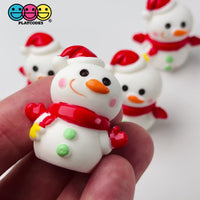Snowman 3D Red Scarf Santa Hat Christmas figure 5 pcs Cabochons Decoden Charm
