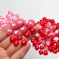 Red Pink Love Hearts Valentine's Day Flatback Cabochons Decoden Charm 100 pcs