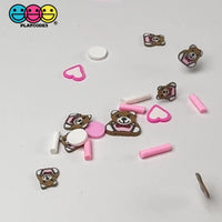 Pink Valentine's Day Teddy Bear Heart Love Confetti Fake Clay Sprinkles Decoden Fimo Jimmies