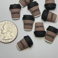 Fake Coffee Cup with Lid Miniature Flatback Cabochons Decoden Charm 10 pcs