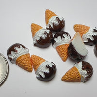 Ice Cream Cone Fake Tiny Dripping Chocolate Flatback Cabochons Decoden Charm