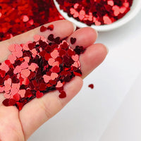 Red Hearts Valentines Day Color Shift Glitter Plastic Decoden Funfetti