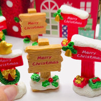 Merry Christmas Signposts Holiday Holly Bells Gifts Gold Star Bow – 3 Styles 5/6 pcs