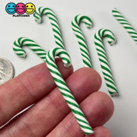 Green White Peppermint Candy Cane Christmas Holiday Cabochons Decoden Charm 10 pcs
