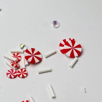 Christmas Rhinestone Candy Cane Holiday Fake Clay Sprinkles Decoden Fimo Jimmies